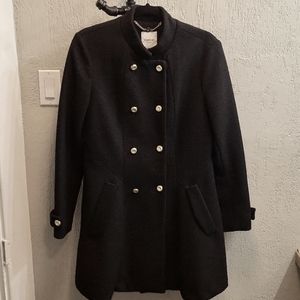 Bebe Double Breasted Wool Blend Coat with Gold Buttons